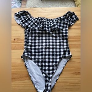 NWOT gingham Vichy swimsuit off shoulder